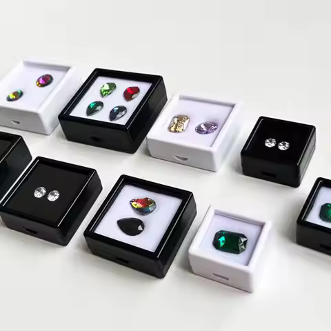 10Pcs ABS Jewelry Display Box 2cm Gemstone Ring Packaging Case Clear Storage Organizer For Diamond Z