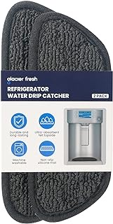 GLACIER FRESH Refrigerator Water Drip Tray Cache For Fridge Water Dispenser From Water Splatter and Spills, Replacement for Whirlpool, GE, Samsung Fridge Accessories (2 Pack, Semi-Circular)