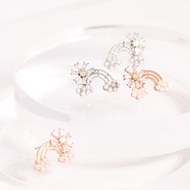 [ZANZAN ZANZAN] Pearl Rainbow Rhinestone Sun Earrings [Ek21bi008 _ A925]