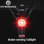 ANTUSI Smart Bicycle Light Q2S Carbon fiber pattern Shell IPX6 Waterproof Bicycle tail light with Brake sensor USB Rechargeable Night Riding Warning Light Bike Accessories