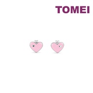 TOMEI Pink Heart Earrings, White Gold 585