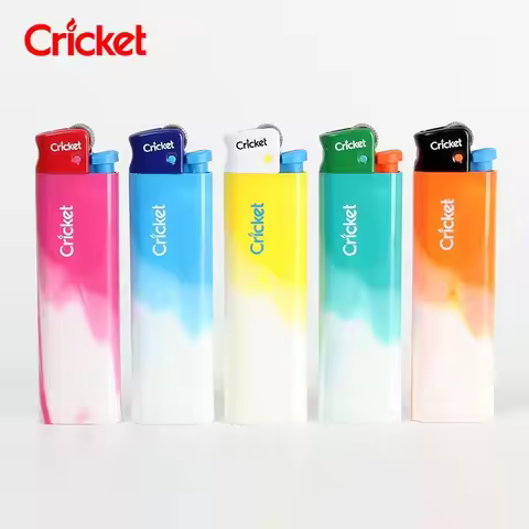 5Pc Cricket Disposable Lighter Candy Color Gradient Safety Flint Wheel Lighter Windproof & Explosion