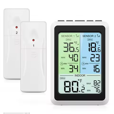 ORIA Digital Fridge Thermometer Wireless Indoor Thermometer Refrigerator Therm Monitor with 2 Sensor