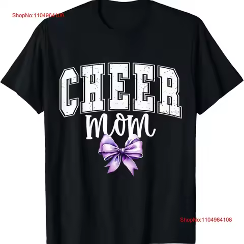Cheer MOM Coquette Purple Bow Cheerleader T Shirt vintage Washed streetwear homme Top For Everyday W