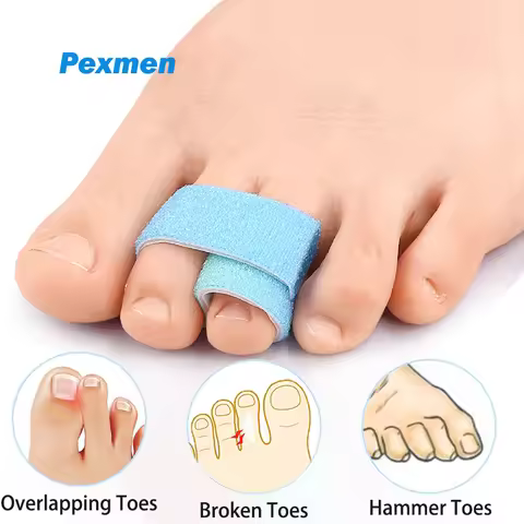 Pexmen 1/2/5Pcs Hammer Toe Corrector Reusable Fabric Buddy Wraps for Broken Toes Cushioned Toe Splin