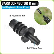 Barb Connector 11 mm - End Line Plug | Hydroponic Irrigation Hose Connector - End Cover