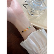 gelang titanium anti karat original gelang titanium Light Luxury Smiley Female Niche Design Titanium