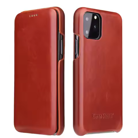 Genuine leather Flip case for iPhone 12 X XR Xs max 7 8 plus FIERRE SHANN Magnetic Cover for iPhone 