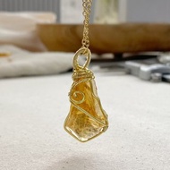 【招財水晶】黃水晶手作編織吊飾項鍊 / 原礦石