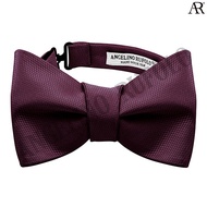 ANGELINO RUFOLO Bow Tie Tying(โบว์หูกระต่ายแบบผูกเอง) ผ้าไหมทออิตาลี่คุณภาพเยี่ยม ดีไซน์ Plain สีเลือดหมู/สีโอรสเข้ม/สีขาว/สีทอง/สีน้ำเงิน