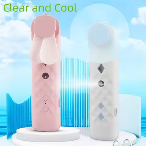 2 In 1 Portable Fan Humidifier USB Rechargeable Handheld Fan Water Spray Fan Face Steamer Air Condit
