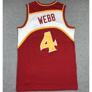 new NBA men’s Atlanta Hawks #4 Spud Webb retro embroidery basketball jerseys jersey red-white