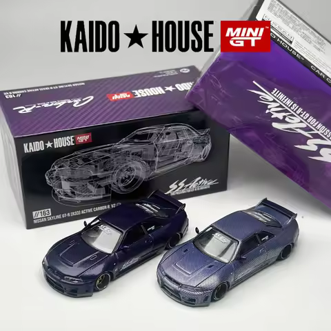 Kaido House + MINIGT Nissan Skyline GTR R33 Active Carbon R V2 KHMG alloy car Model 163 Chase