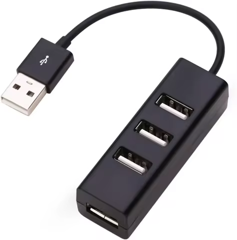 USB Port Splitter 4 Port Compact Portable High Speed USB 2.0 Data Hub -Black