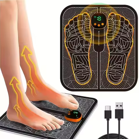 EMS Foot Massager for Muscle Relaxation,LCD Display Screen,Back Massager & Legs Massager Pad with Re