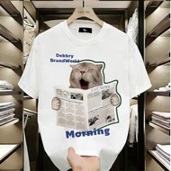 24H SHIP T-shirt kasual moden kartun kucing bawa akhbar cetakan CAT NEWS Dekkry BrandWorld