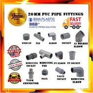 20mm 3/4 Inch Pvc Pipe Fittngs BBB Socket Elbow Tee Plug Endcap Pt Socket Valve Socket Tank Connecto