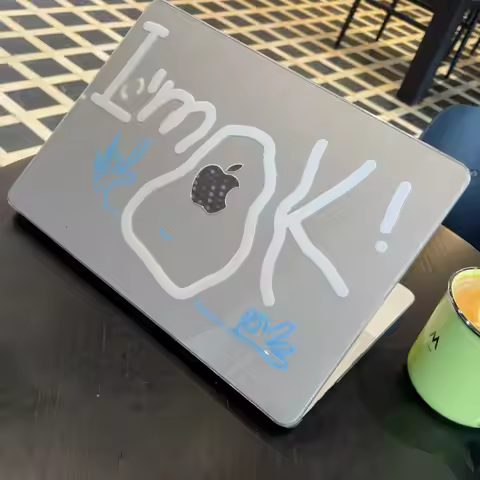 Star Im OK Good English Glitter Laptop Case For Macbook Air 13.6 M4 NEO 15 M3 Hard Cover For Mac Boo