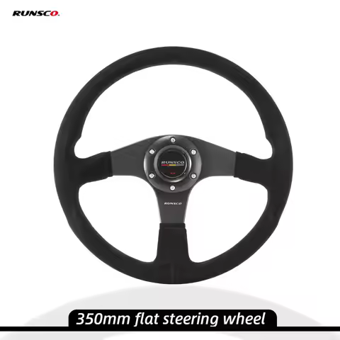 RUNSCO 350mm/14 Inch Suede Racing Steering Wheel 6x70mm PCD Race Simulator Modification Accessory Li
