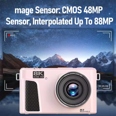 Digital Camera 8k 88mp 18x Zoom Autofocus Wifi Travel Camera With 3 Inch Flip Screen Multiple Filter