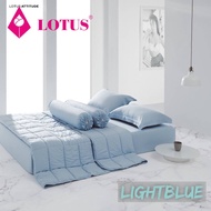 Lotus ชุดผ้าปูที่นอน+ผ้านวมเย็บติด  ชุดเครื่องนอนโลตัสรุ่น ATTITUDE สีพื้น ทอ 490 เส้นด้าย นุ่มที่สุด รหัส LAT-LIGHT BLUE สีฟ้าอ่อน 3.5 ฟุต One