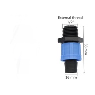 PVC Socket Connector 1/ 2 inch Male Thread to PE Hose DN17 16mm Drip Tape Straight Tee Locked Connec