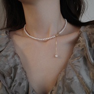 Pearl Clavicle Chain Female 2023 New Style Fashionable Classy Light Luxury Necklace Simple Unique All-Match High-End Necklace Girl Necklace iu Cute Jewelry Wear Matching Accessories Gift Jewelry