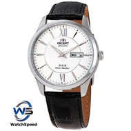 ORIENT FAB0B003W9 Automatic Silver Dial Black Leather Men's Watch FAB0B003W(Black)