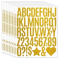 420Pcs Large Letter Sticker Decorative Sticker Gold Glittering Letter Number Sticker Adhesive Sticke