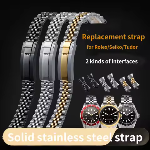 Jubilee Stainless Steel watchband for GMT Datejust Rolex Seiko Tudor Replace Wriststrap 20mm 21mm 22