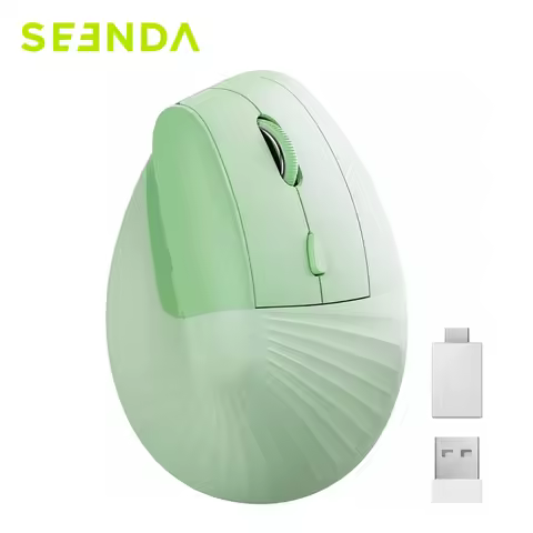 Mouse Wireless Rechargeable 2.4 USB Silent Click Vertical Mice for Laptop Tablets Phones Macbooks PC