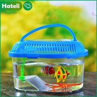 【HATELI】（22*16*11cm）Aquarium Turtle Tank with Drying Platform Turtle Tank Aquarium Special Tank