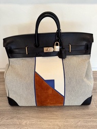 HERMÈS BIRKIN 50 HAC TOILE SUEDE AND SWIFT BRUSHED GOLD HARDWARE RUNWAY