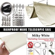 cod Milky White Wave Telescopic Waterproof Sails Retractable Sun Shade Canopy Outdoor Rainproof Awni