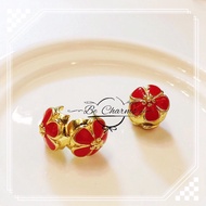 BE CHARMS Gold Plated Charm Clip Blossom Red Ready Stock Malaysia
