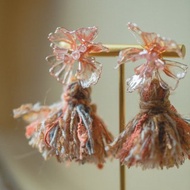 大地森林 日本混線紗線流蘇耳環 垂墜式水晶花樹脂耳環