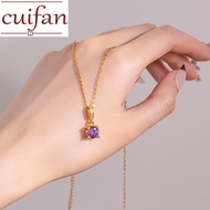Pure real 18K Saudi Gold Pawnable Purple Square Diamond Opal Pendant Necklace for Women