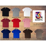 3K Shirt Premium Cotton Plain T-Shirt 210GSM Good for Clothing