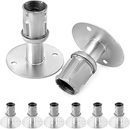 QWORK Stainless Steel Flanged Feet for 1 5/8" Tubing - 8-Pack Adjustable Table Feet with Round Base,
