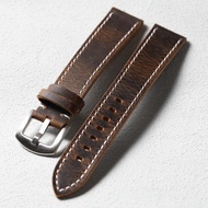 Extended Cowhide Strap Men's Genuine Leather Handmade Brown Watch Strap 20MM 21MM 22MM Watch Accesso
