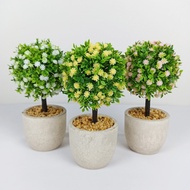 Tanaman Hias Pot Bunga Bonsai Soka Plastik Ornamen Artificial Bulat Pajangan Rumah COD PBP198