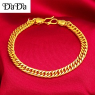 emas 916 original malaysia gold mens bracelet horse whip fu buckle boss flat chain bracelet jewelry