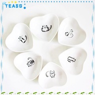 TEASG Peach Heart Dish, White Cats Vinegar Dish, Cute Japanese Style Porcelain Dipping Bowl