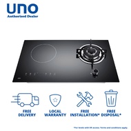 UNO 73cm Gas-Induction Hybrid glass hob UK7338