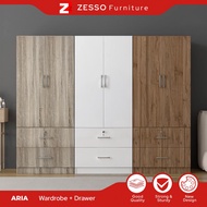 ZESSO ARIA 2.5FTX6FT WARDROBE + DRAWERS /ALMARI /CUPBOARD/ALMARI BAJU/Baby Locker/almari baju budak