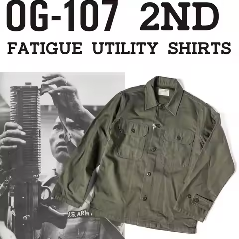 Non Stock 1963 2nd Pattern OG-107 Sateen Fatigue Shirt Olive Green Vintage Work Shirt For Men