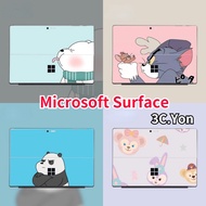 Lovely Cartoon Sticker Microsoft Surface Go 3 Go 2 Surface Pro 9 8 7 6 5 4 3 2 X RT Bear Cat Back Tablet Skin with 4 Edges Film Anti-scratch HD Printing Waterproof Anti-fingerprint