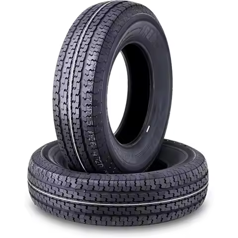 set of 2 Heavy Duty Trailer Tires ST205/75R15 205 75 15 10-Ply Load Range E Steel Belted Radial w/Sc