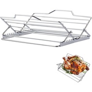 Adjustable Roasting Rack for 9x13 Pan, Stainless Steel Turkey Rack Insert - Fits Oven, Smoker & Gril