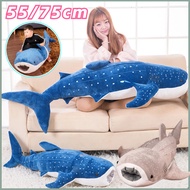 55-75CM Lovely Big Blue Whale Stuffed Toy Cute Baby Shark Toys Soft Animal Pillow Kid Birthday Gift